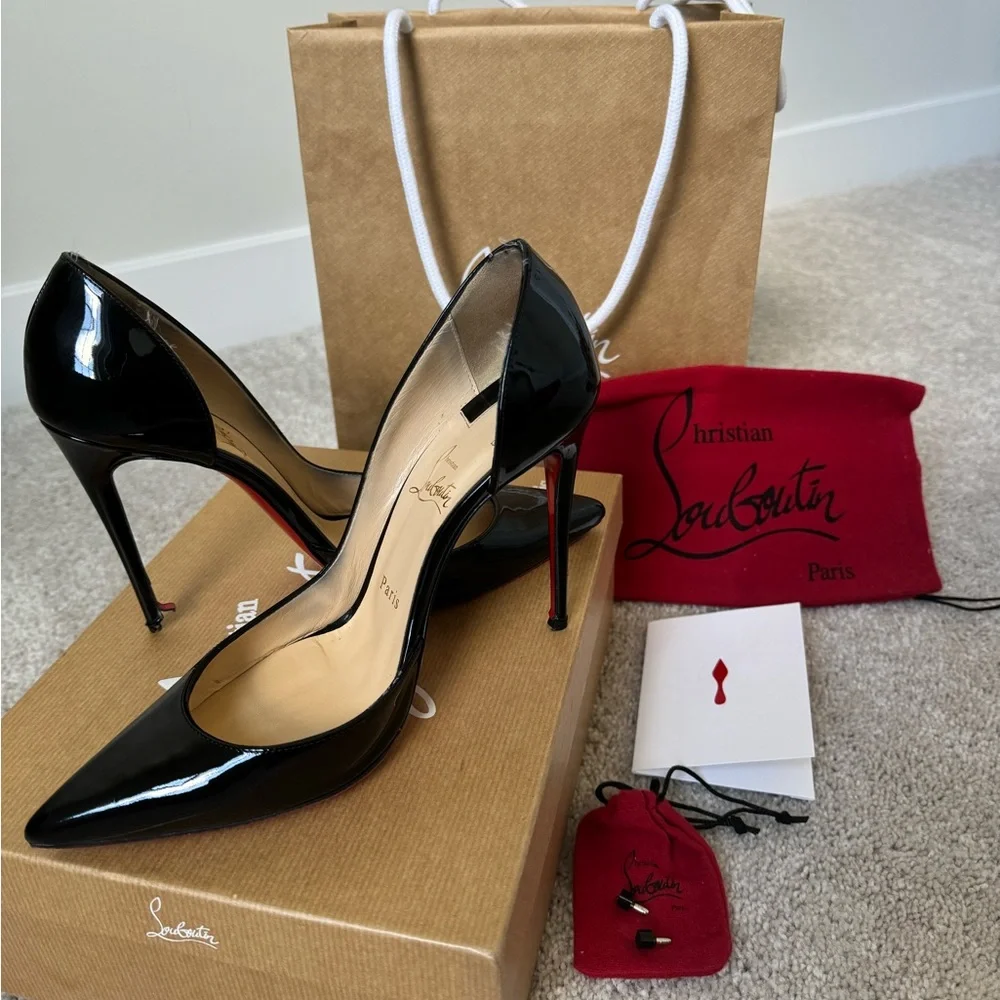Christian Louboutin Black Patent Leather Pointed-Toe Pumps